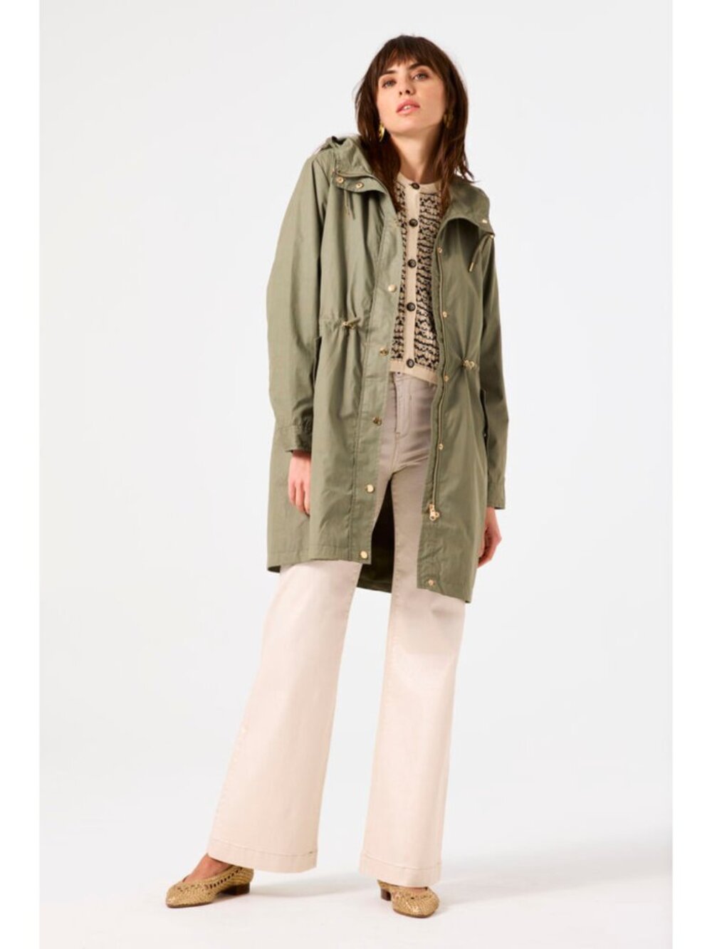 GARCIA Green Summer Mid-Length Hooded Parka Jacket GJ500206